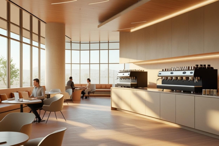 Espaços de café integrados aos escritórios: receita e design para ambientes mais humanos e produtivos