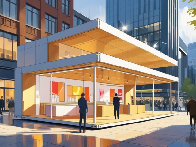 Construção modular e pré-fabricada para lojas pop-up