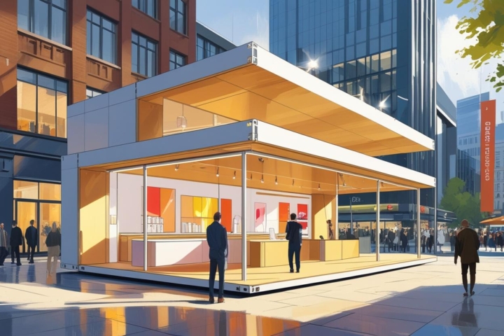 Construção modular e pré-fabricada para lojas pop-up