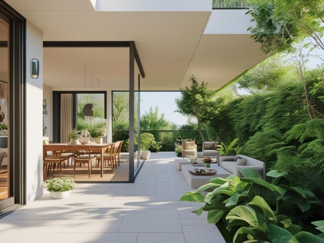 Como estender o interior para jardins, varandas ou terraços, criando ambientes fluídos e conectados com a natureza